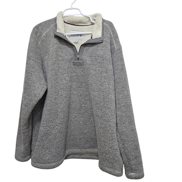 Orvis XXL Sherpa Lined Gray White Heavy Quarter Zip Pullover Sweater - Picture 1 of 8